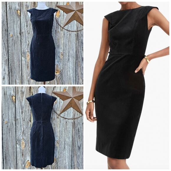 Black Velvet Dress J. CREW 365 Size 2 Stretch Cap Sleeve Classy Elegant Simple - Picture 1 of 10